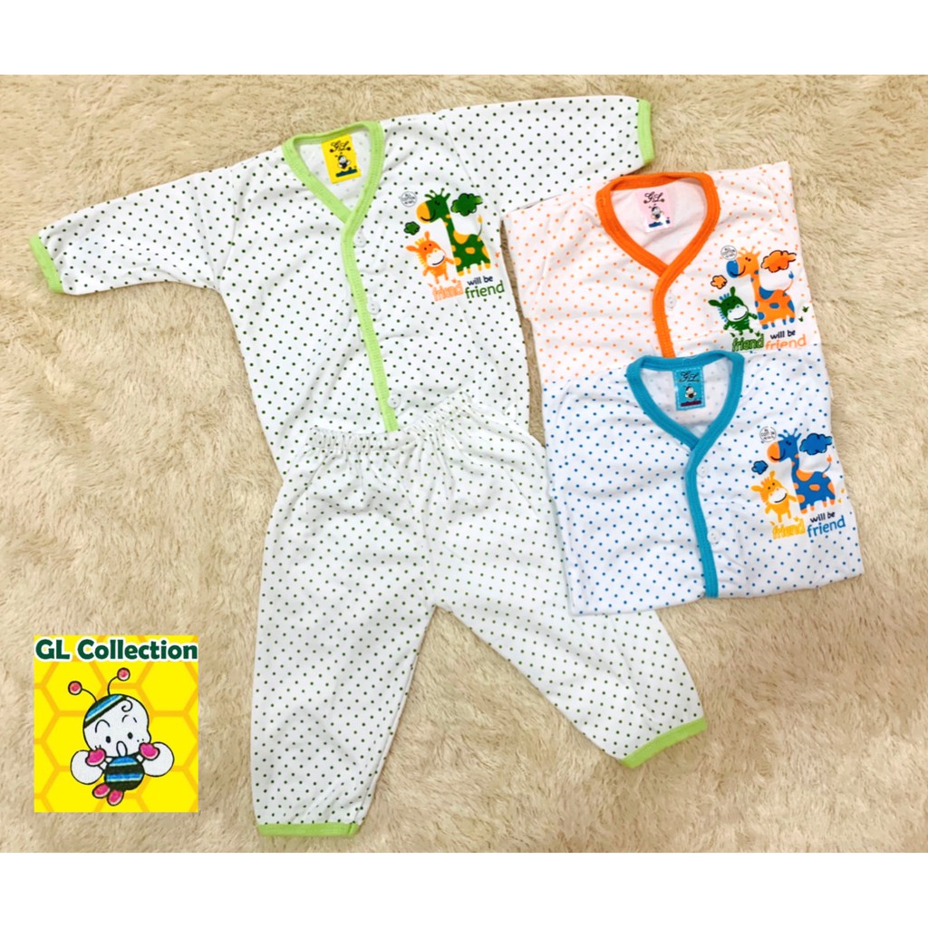 OBRAL! SETELAN PIYAMA PANJANG NEWBORN BAYI ALL SIZE 0-3BULAN SABLON 100%KATUN