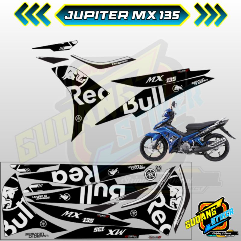 Jual Stiker Yamaha New Jupiter MX / NJMX 135 Motif Redbull Striping Variasi