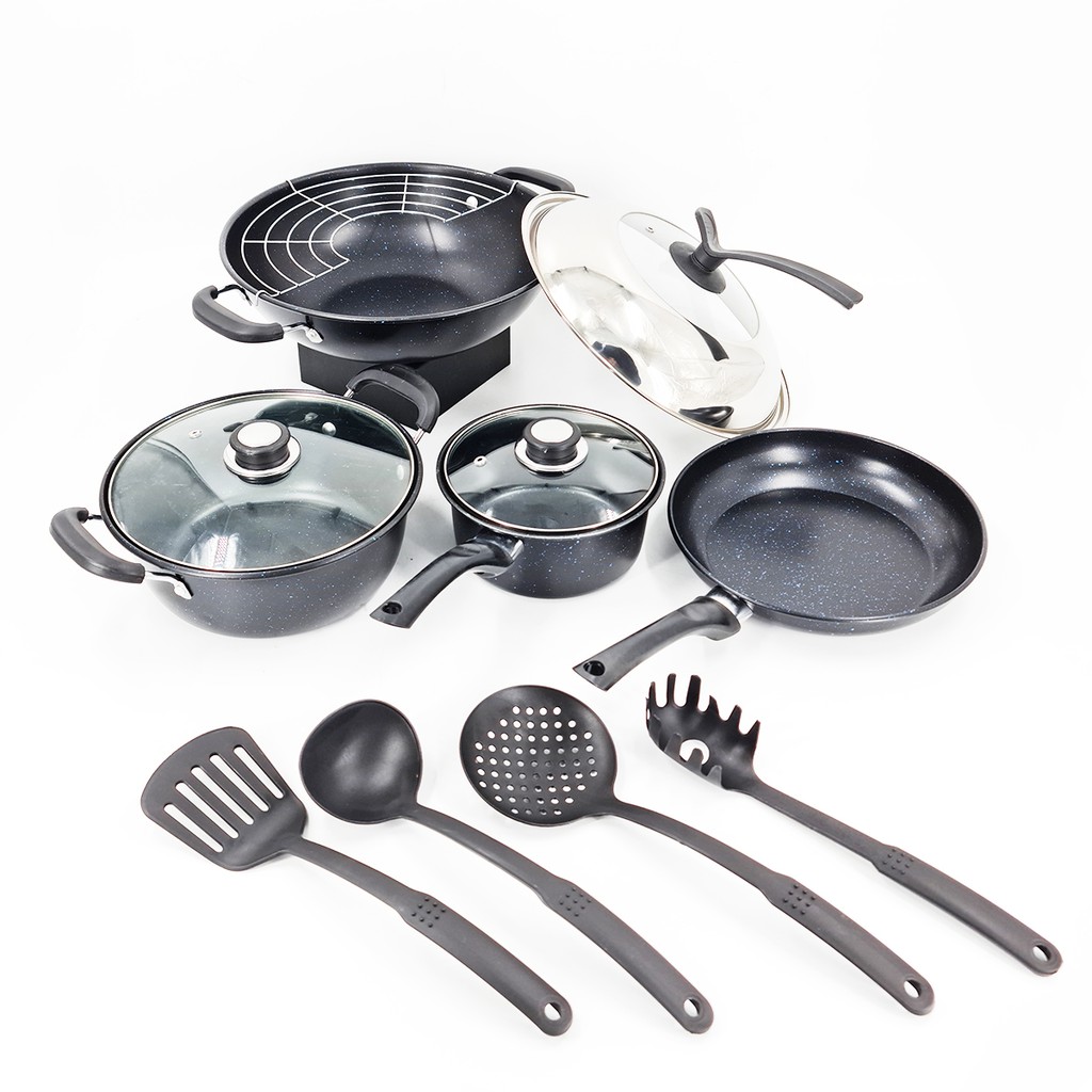 COOKWARE SET 4PCS DAN EROS SUTIL SET PANCI WAJAN SET IRUS SUTIL TUTUP KACA WOK PAN PANCI SUSU SET