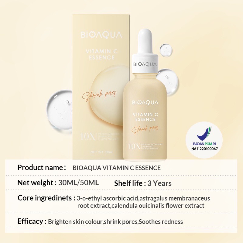BIOAQUA Efek 10X Serum Series Vitamin C / Centella / Collagen / Squalane / Bioaqua Essence Serum Niacinamide Moisturizing / Acne Care / Hexapeptide Wrinkle Care / Hyaluronic Acid Moist