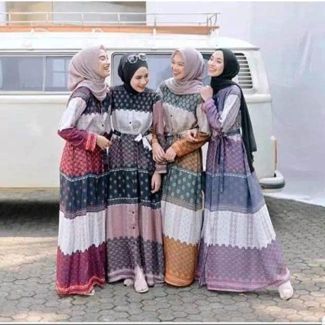 1KG MUAT 4PCS BRITANIA MAXY DRESS KOMBINASI 4 WARNA  