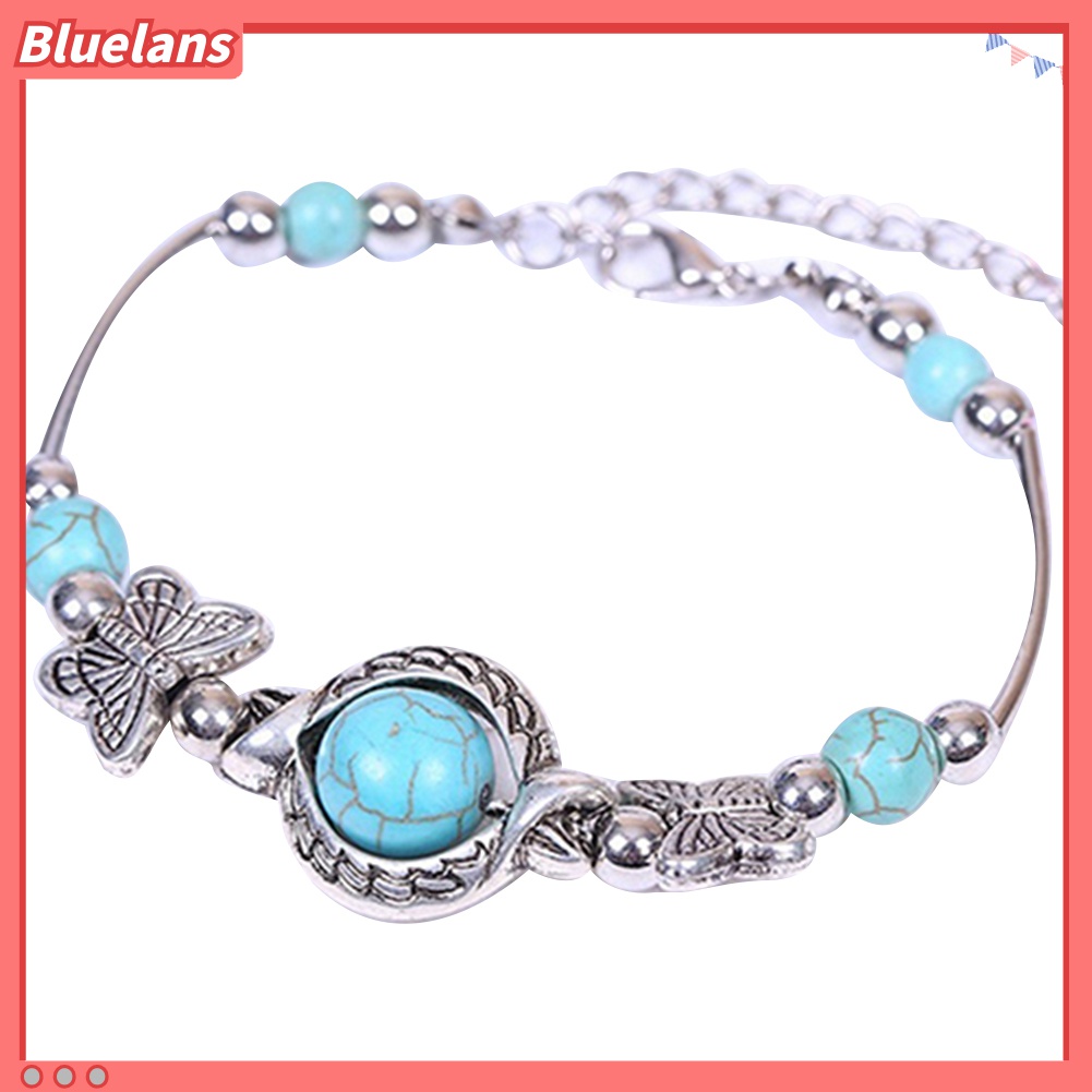 Gelang Manik-Manik Turquoise Bahan Alloy Untuk Wanita