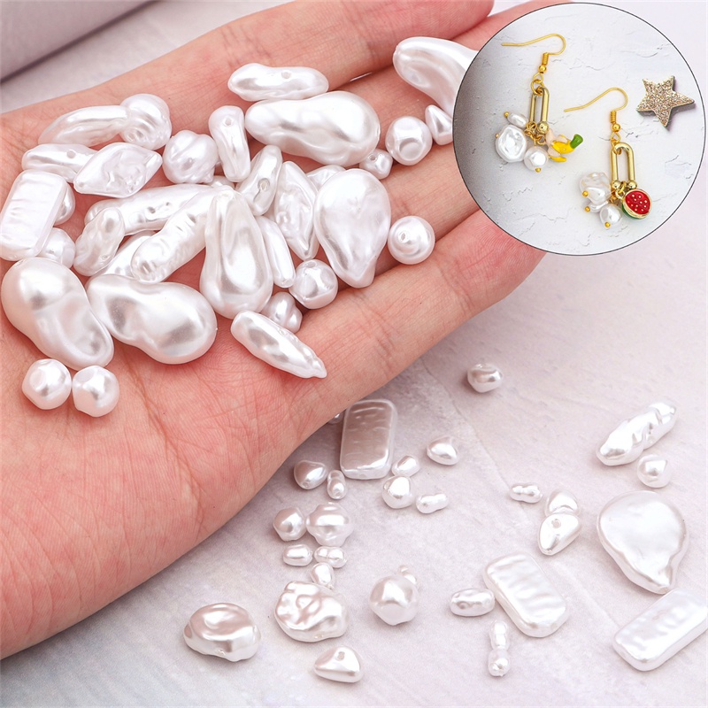 5-20 Pcs Bentuk Tidak Teratur ABS Mutiara Imitasi Hati Daun Spacer Manik-manik Longgar untuk Membuat Perhiasan DIY Kalung Anting-Anting Aksesoris