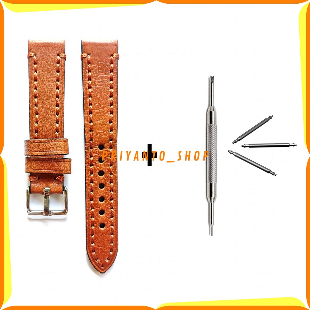 Leather strap Tali Jam Tangan Kulit Asli tebal Handmade PR007 Free Pen Remover