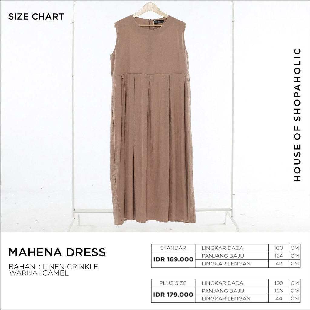 Hosofshopaholic - MAHENA DRESS - Pakaian Wanita - Dress - Casual Dress - Sleeveless Dress - Maxi Dress - Dress Linen - Lentera Collection - Allsize-CAMEL