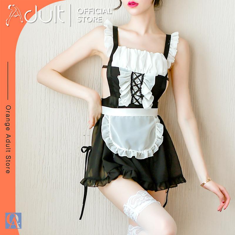 ORANGE ADULT Lingerie Hot Sexy / Lingerie Seksi Putih Hitam Costume Teddy Sailor Maid Pelayan 5185