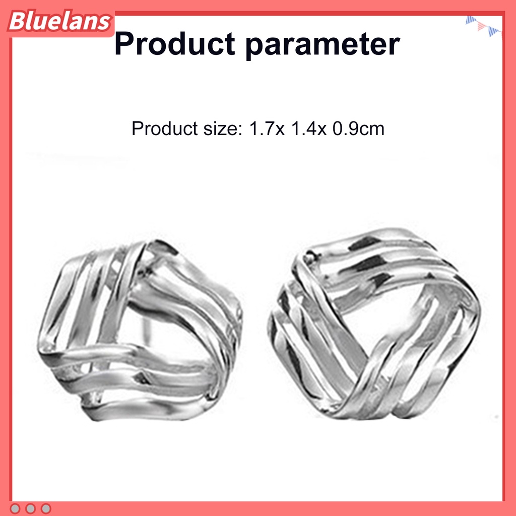 Bluelans Anting Stud Bentuk Segitiga Geometris Warna Silver Untuk Wanita