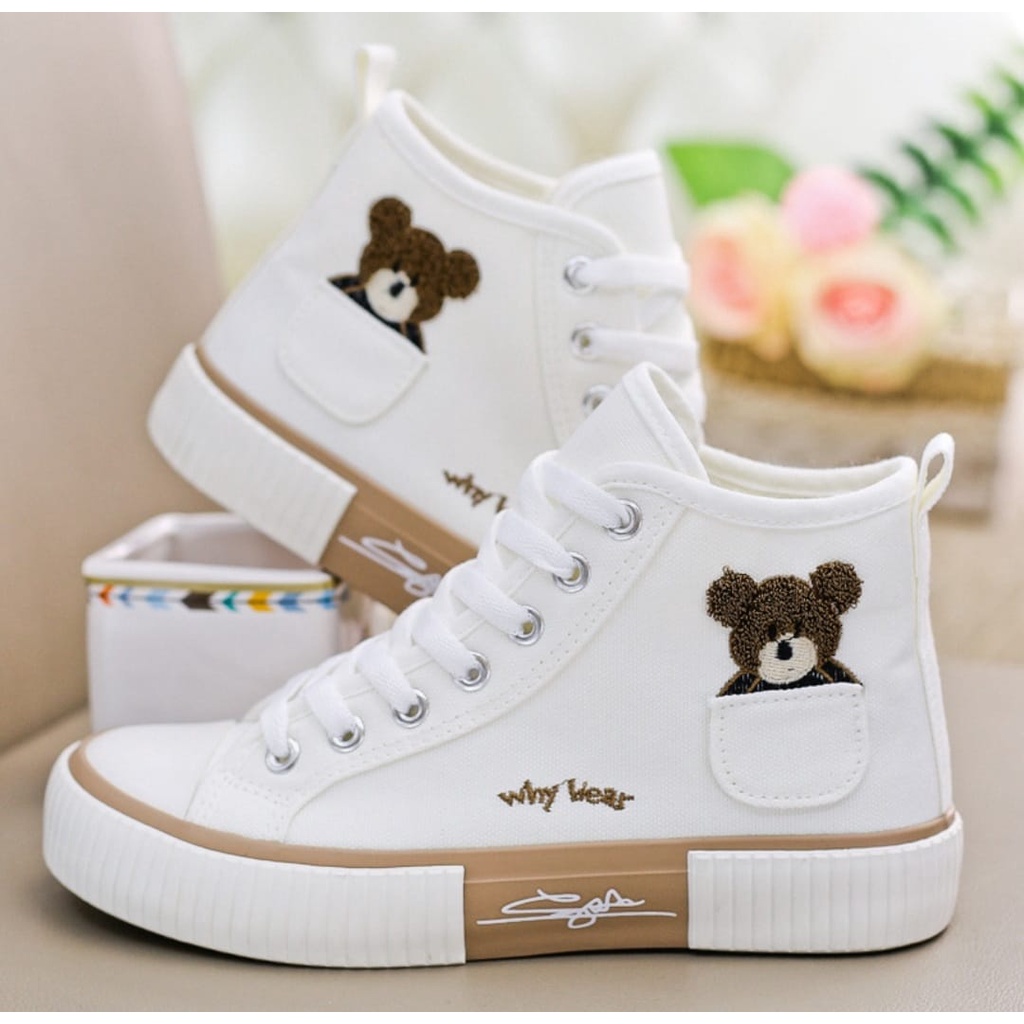 YOSHI Sepatu Sneakers Coffe Bears Nude High AS168 ✨Best Seller✨-7