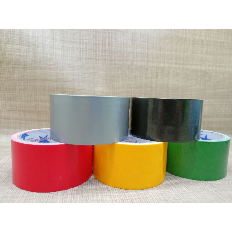 Lakban Plakban Isolasi Besar Cloth Tape Kain 2 inch 48mm 6 Meter Hitam Merah Hijau Kuning Silver Biru