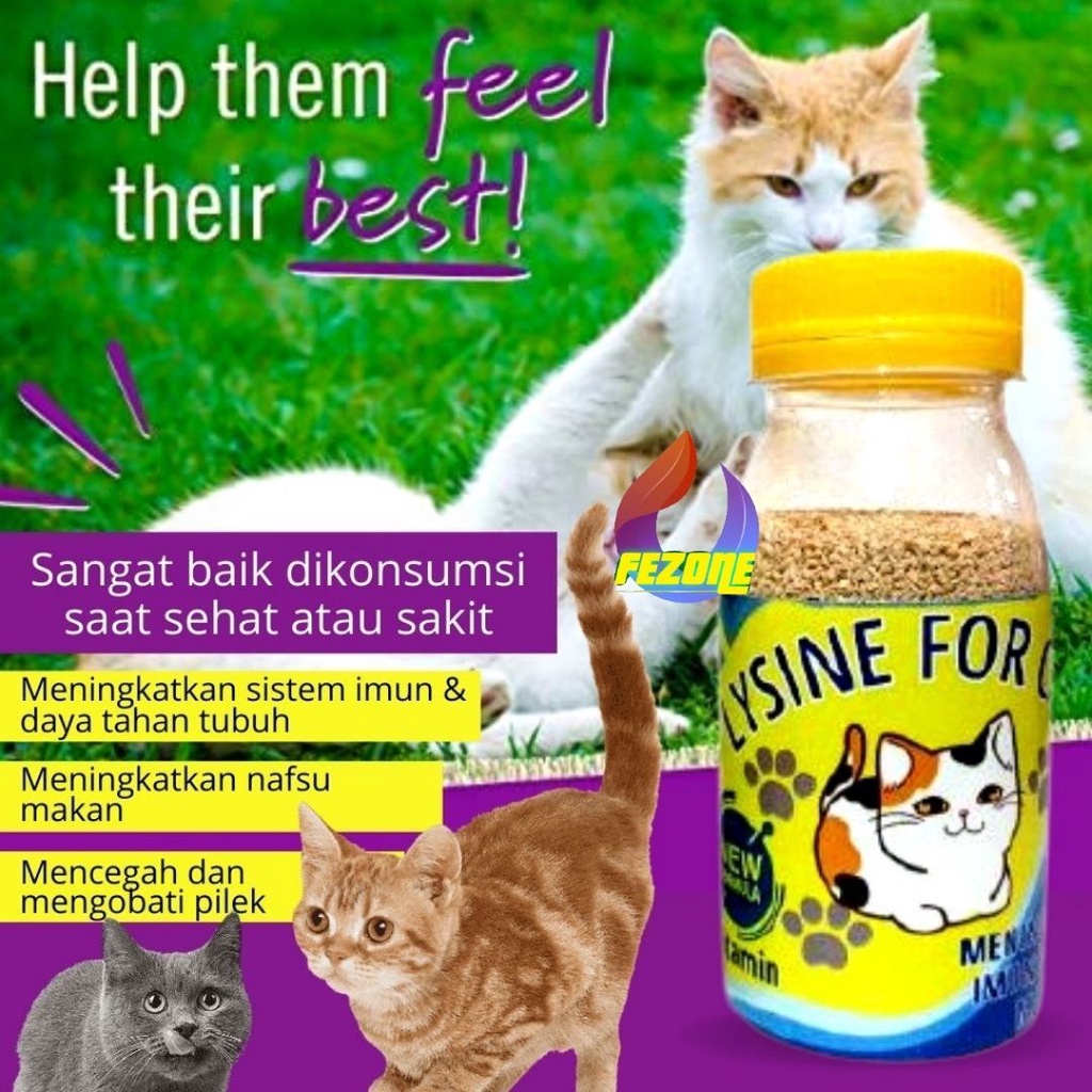 Lysine Penggemuk Kucing Meningkatkan Immune dan Nafsu Makan Kucing Cat Kitten Original Garansi Termurah BEST SELLER  FEZONE