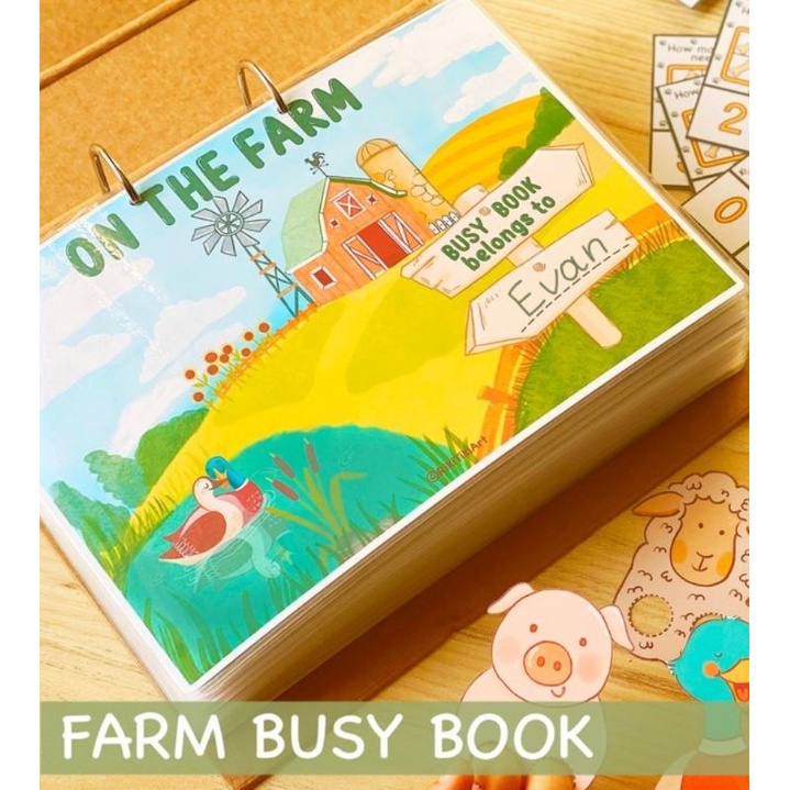Farm Busy Book + 10pcs jepit kayu