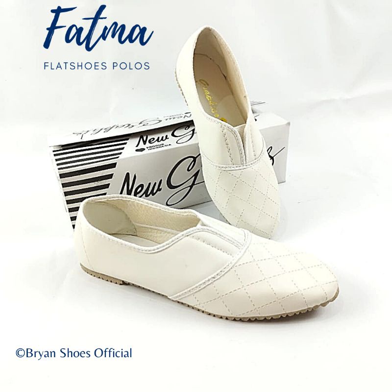 Bryan Sepatu Haji Umroh Flatshoes Putih Karet Ibu Sepatu Flat Nyaman Lembut Bigsize Oversize 37-43