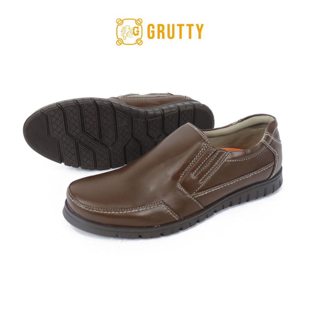 Sepatu Pria Grutty Pantofel Kasual Kerja Kantor Formal Slip On Coklat