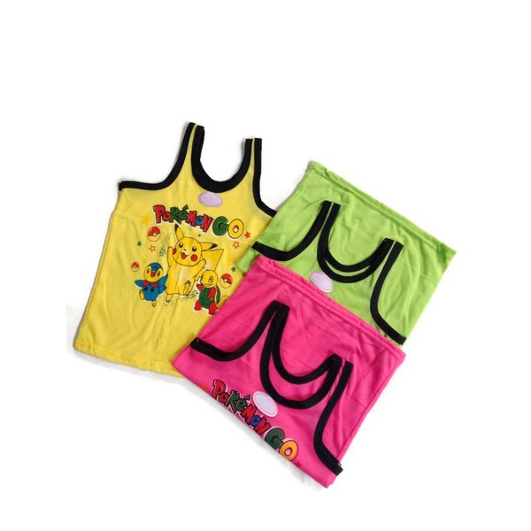 3 pcs Kaos P-KEMON Stabilo , singlet karakter anak laki - laki , Kaos dalam anak Karakter