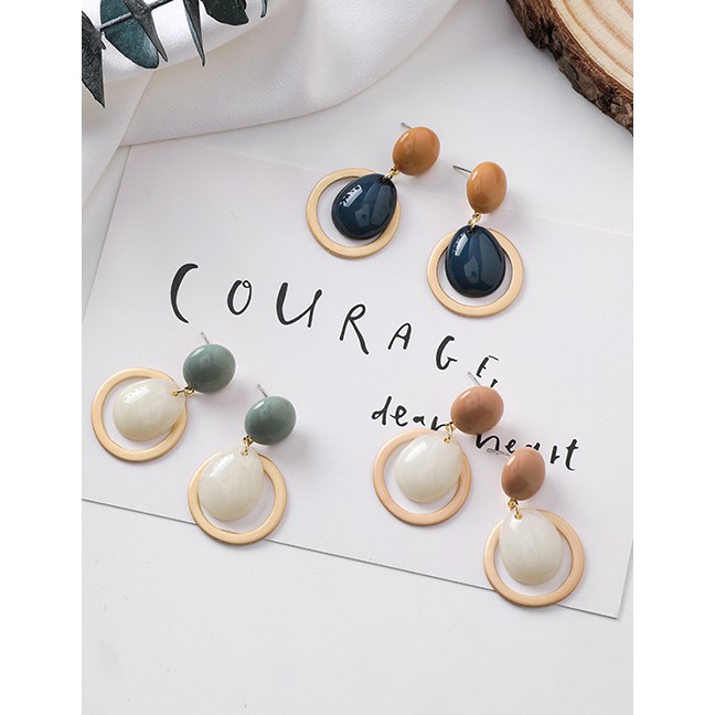 LRC Anting Tusuk Fashion Round Button Drop Earrings D24644