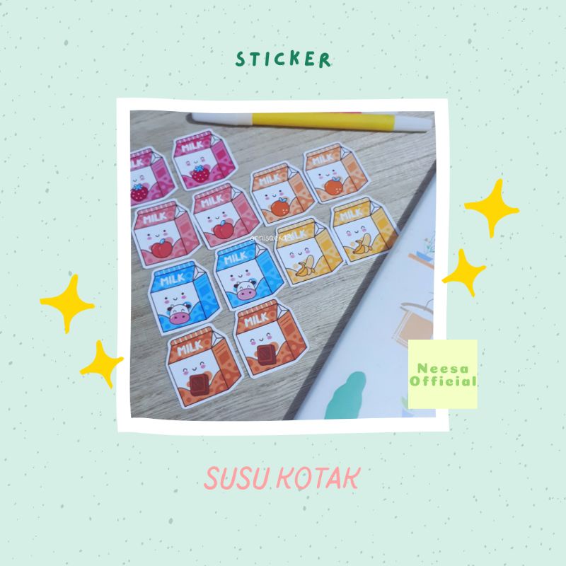 

Sticker susu cute jurnal bujo laptop|Stiker lucu