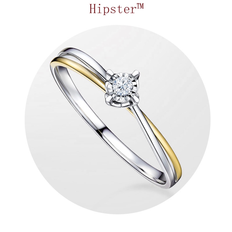 New Hot Sale Simple Fashion Diamond 24K Gold Two-Tone Ring