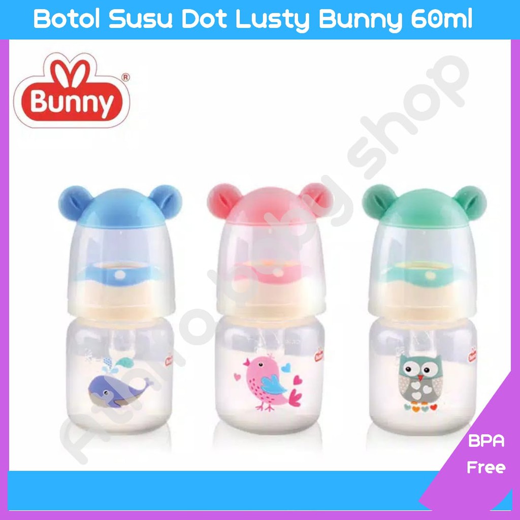 Botol Susu Dot Bayi 60ml Lusty Bunny NEWBORN Kecil Baru Lahir Dot Susu Bayi Botol ASI Perah ASIP