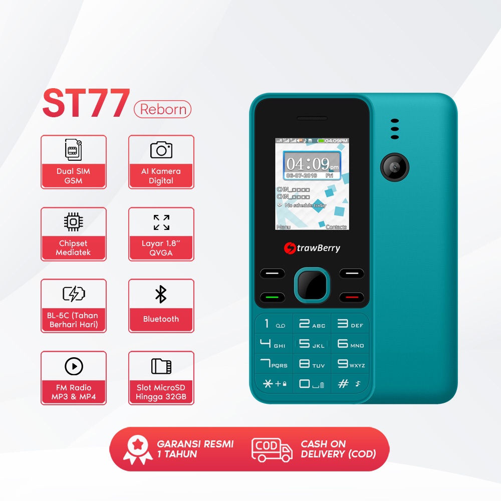Strawberry ST77 REBORN HP GSM dual sim Handphone Jadul (Garansi Resmi)-1