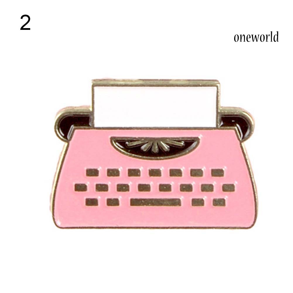 OW@ Unisex Telegraph Fax Machine Letters Enamel Brooch Pin Jacket Collar Badge Decor