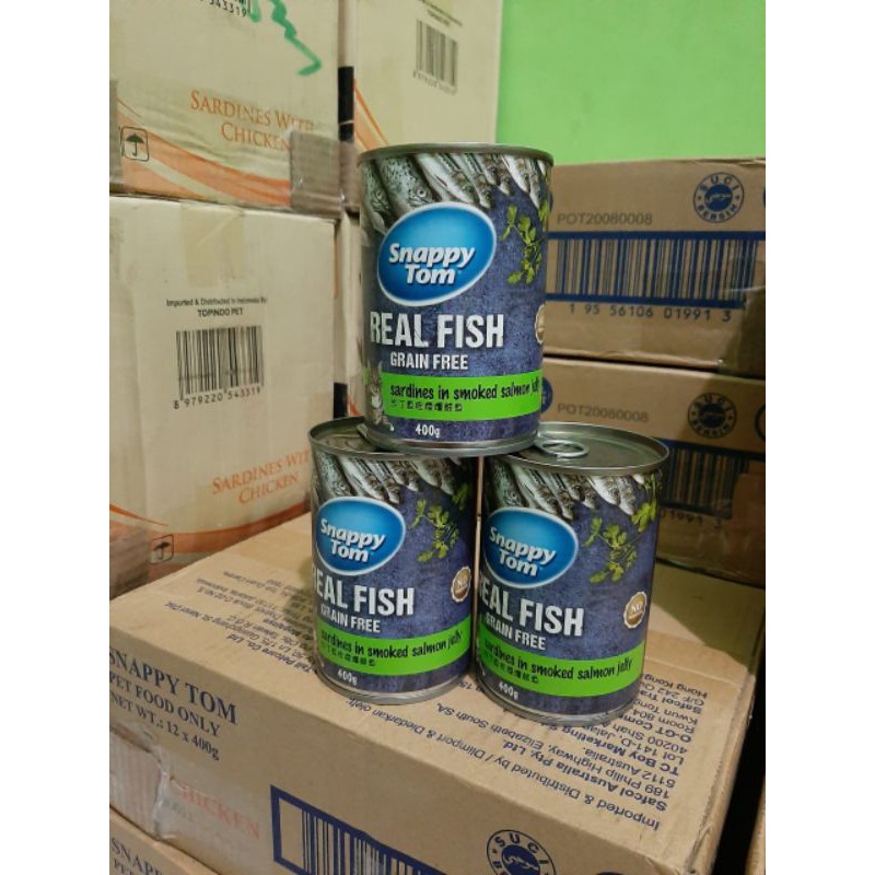 

Snappy Tom Kaleng Adult Sardines in Smoked Salmon Jelly 400gr