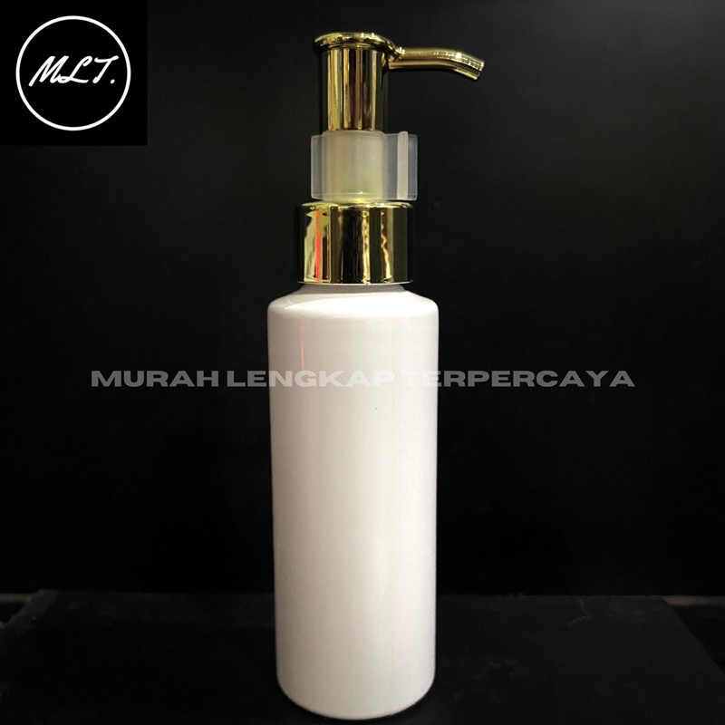 BOTOL PUMP LOCK GOLD LUXURY RF 100ML PUTIH TUTUP PUMP CLIP OIL GOLD LUXURY BOTOL 100ML PUTIH PUMP LOCK GOLD LOTION LUXURY