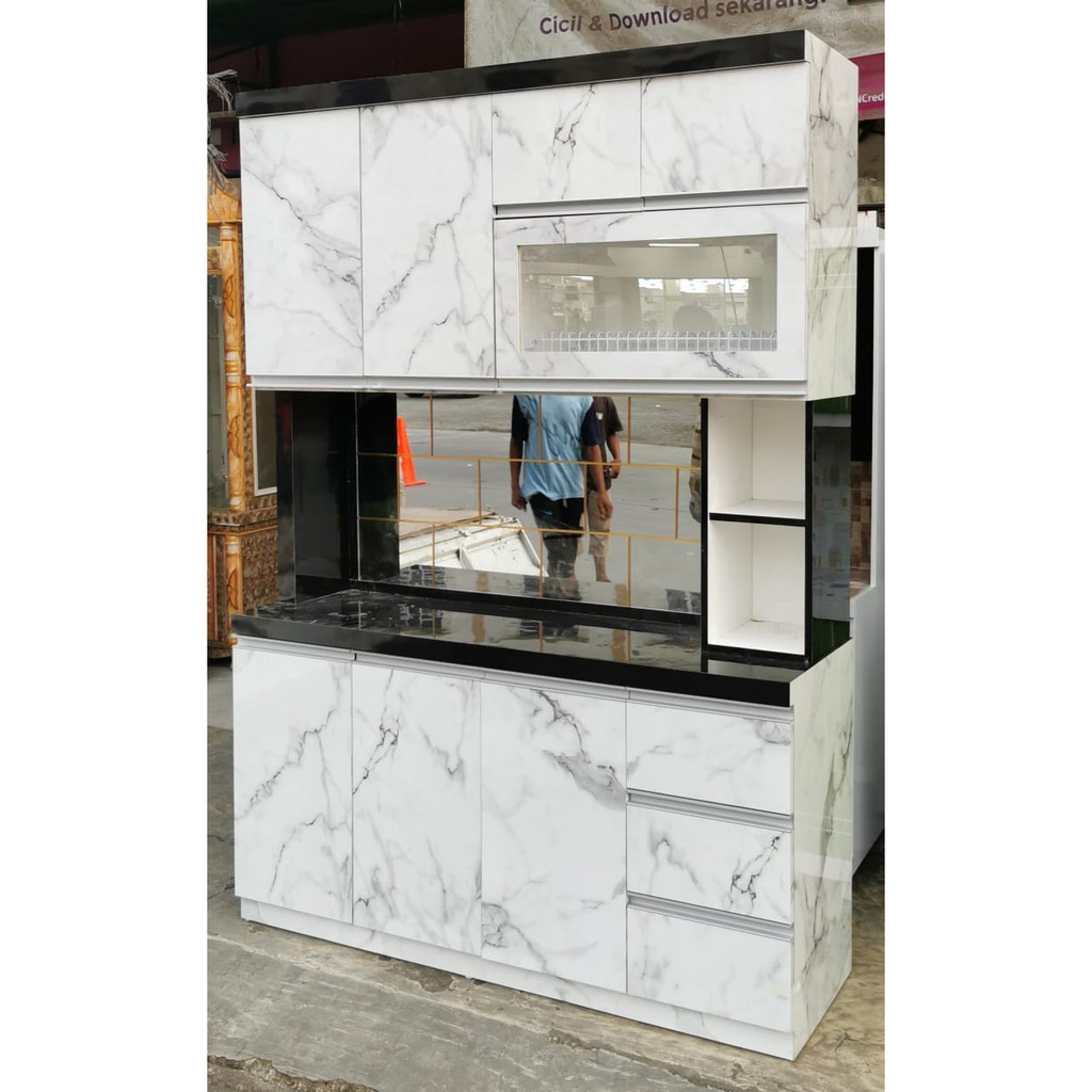 (FREE ONGKIR) Lemari Piring  / Rak Sayur/ Lemari Sayur/ Rak Piring FULL HPL 4 Pintu