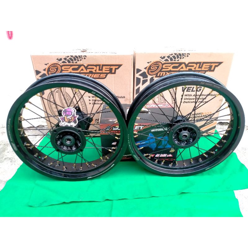Paket Velg Supermoto Scarlet Klx 150 Dtracker 150 300/17 350/17 Tromol Forged Scarlet Klx 150