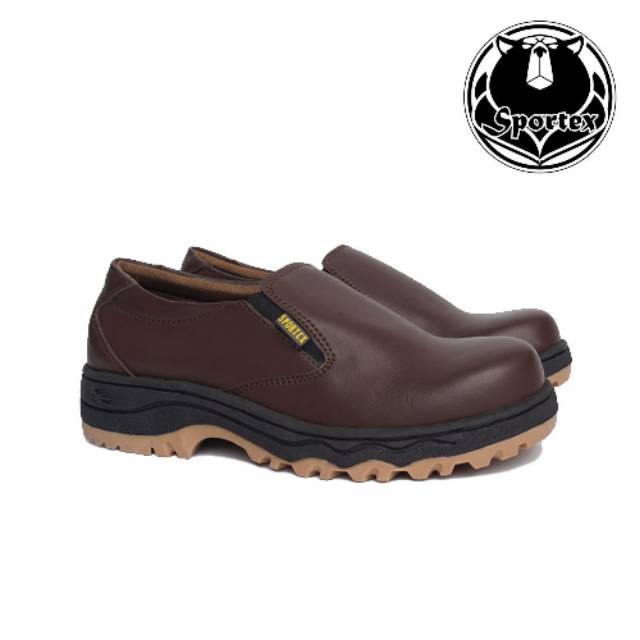 Sepatu Safety Pria Ujung Besi  Type Slip On Pria Warna Coklat SOL MX  / safety shoes