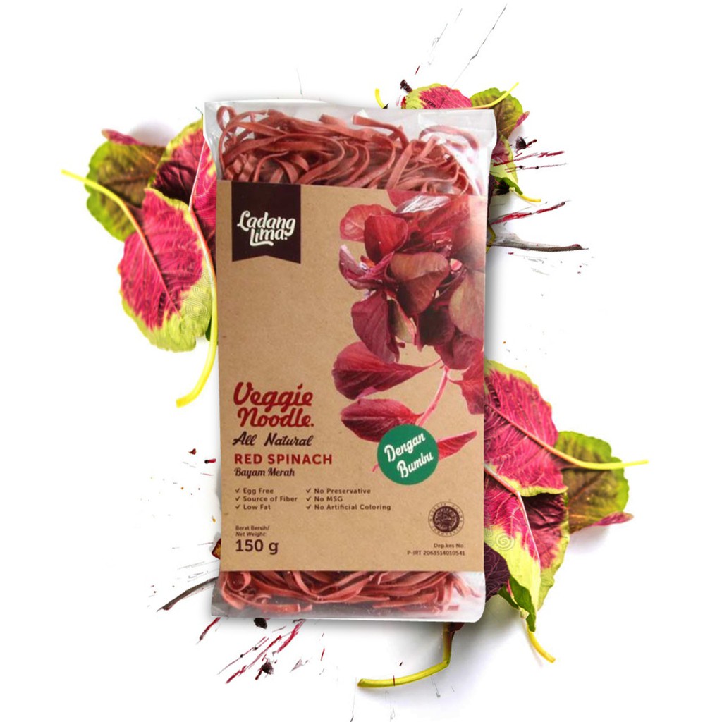 

Ladang Lima - Veggie Noodle Red Spinach 150gr (Mie Organik Bayam Merah)