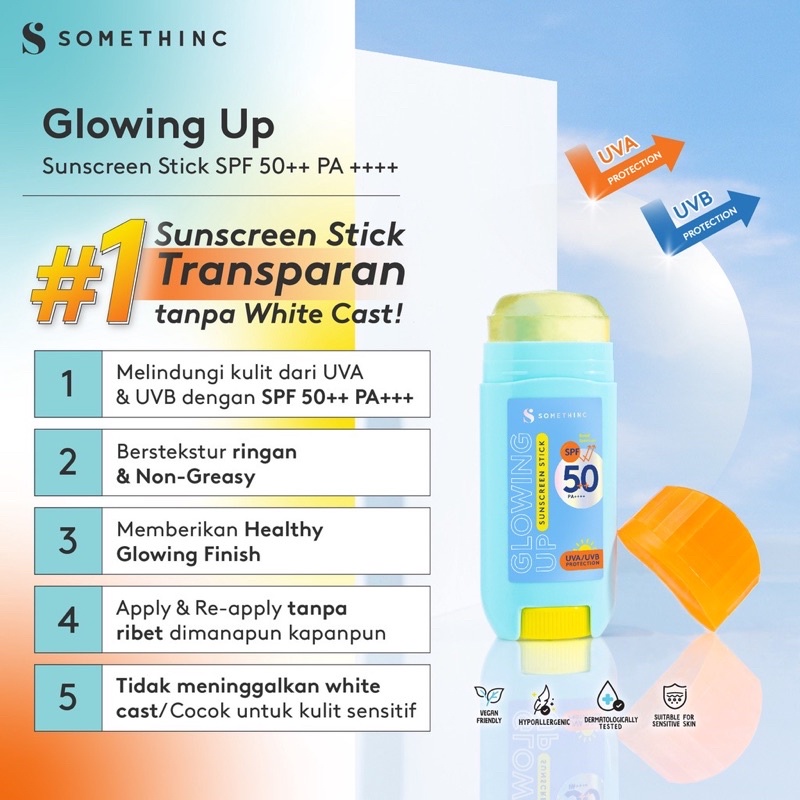 SOMETHINC Glowing Up Physical SUNSCREEN Stick Crystal Clear SPF 50+ PA+++ 15gr BPOM Sunscreen