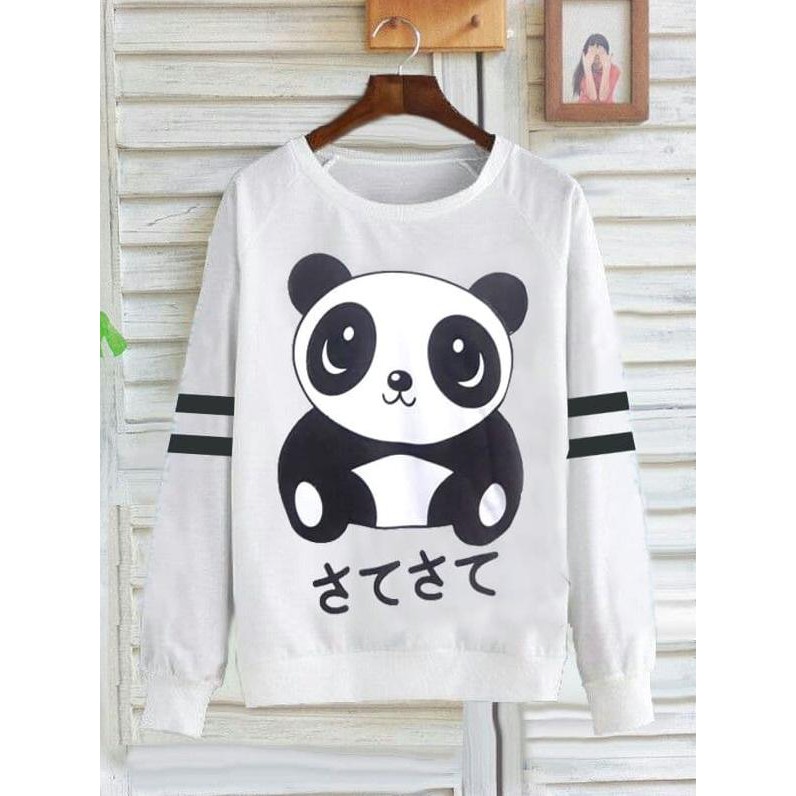 Michellestore Sweater Wanita Big Panda Korea - Putih