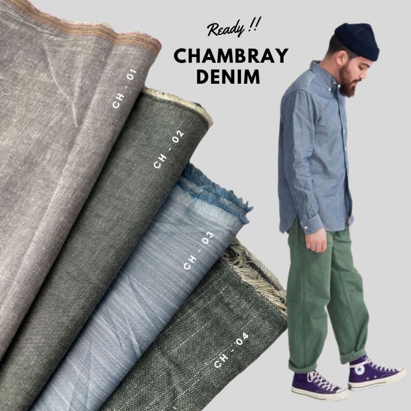 Kain Katun Chambray Denim Premium Import