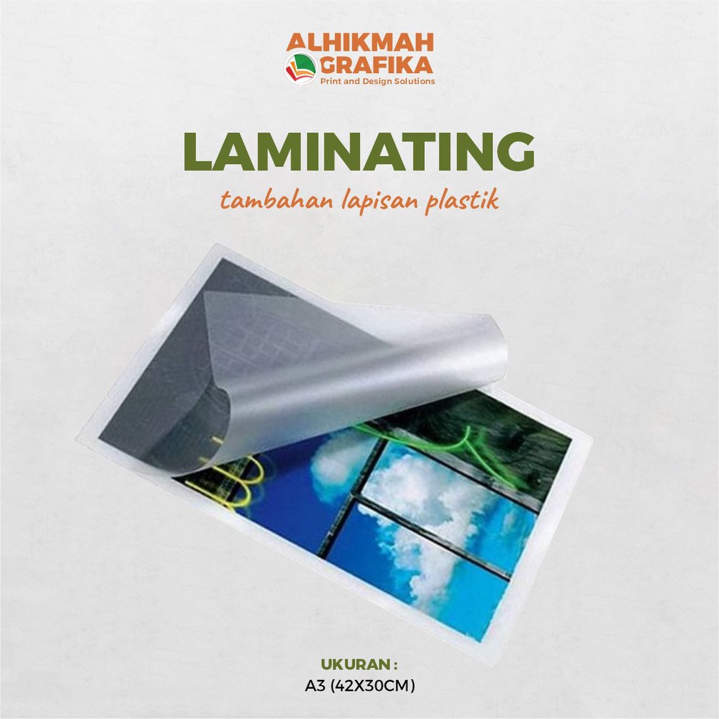 

Laminating Glossy, Doff, Kanvas, Lam. Keras max. ukuran A3