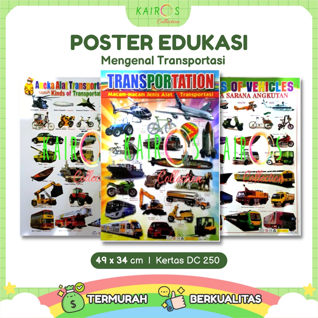 Poster Anak Belajar Alat Transportasi Kendaraan