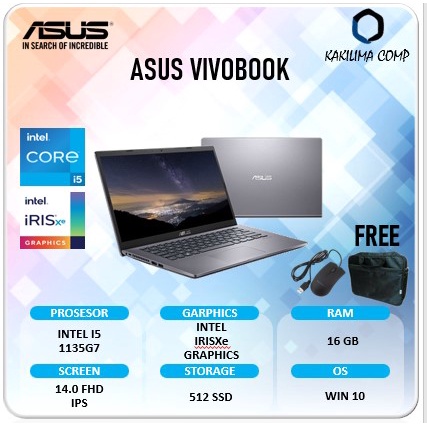 Laptop ASUS Vivobook Intel Core i5 Ram 16GB 512SSD Windows original