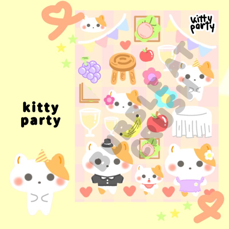 

(bubble_at_crush) kitty party sticker sheet kiss cut
