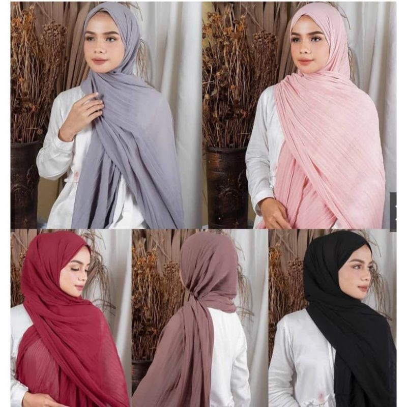 Pashmina plisket lidi pleated murahh /pashmina full plisket