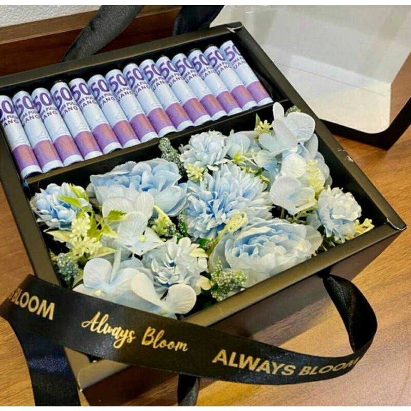 FLOWER BOX/BUKET BUNGA UANG/BUNGA BOX/KADO BUNGA ULANG TAHUN/HADIAH