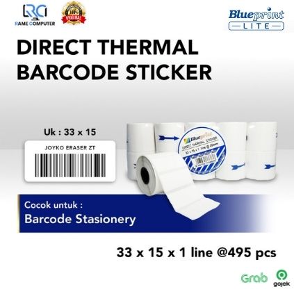 BLUEPRINT DTS Direct Thermal Sticker / Label Stiker 33x15 1 Line Isi 500 cocok untuk barcode stasionery