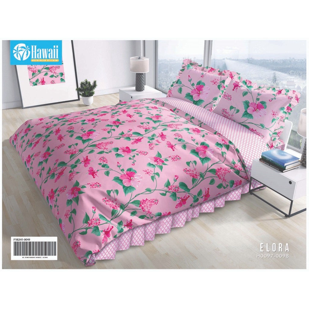 Bedcover Set Hawaii Motif Elora - 180x200x20cm / Bedcover Hawaii Murah