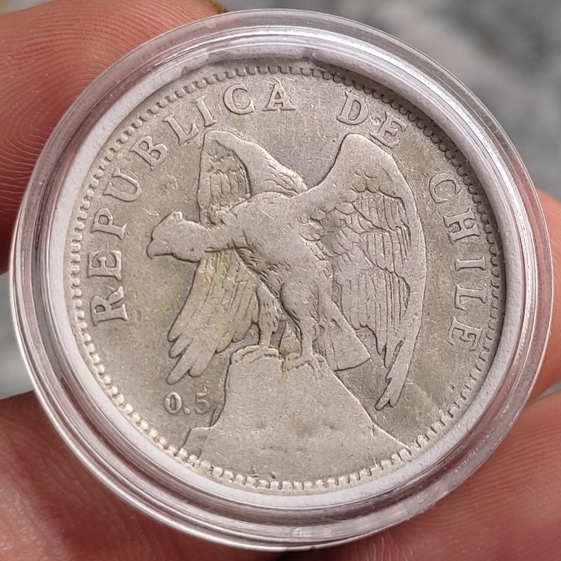 Uang Koin Perak Kuno 1 Peso Chile Tahun 1922 Silver Coin