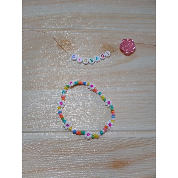 Gelang manik-manik bunga daisy/gelang gaya korea