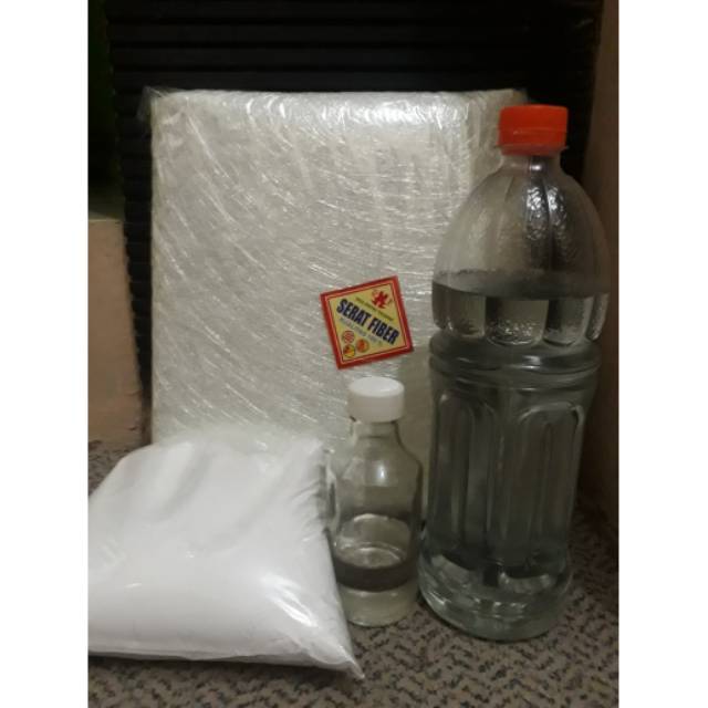 

Paket Fiber(Resin 1kg+katalis 50cc+talk 1kg+serat fiber 1kg)