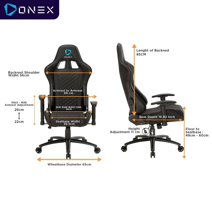 Kursi Gaming ONEX GX3 Premium Quality Gaming Chair Kursi - Putih