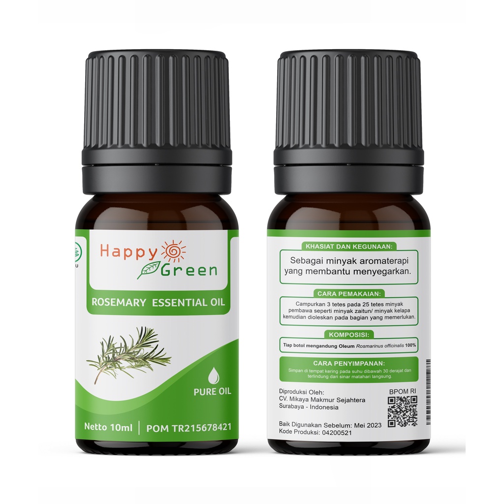 BPOM Happy Green Rosemary Essential Oil - Minyak Atsiri Rosmarin 100% Murni Garansi Uang Kembali