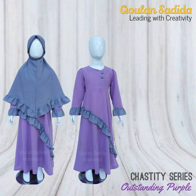 Gamis Anak Wollycrepe Qaulan Sadida Outstanding purple (1-12th)