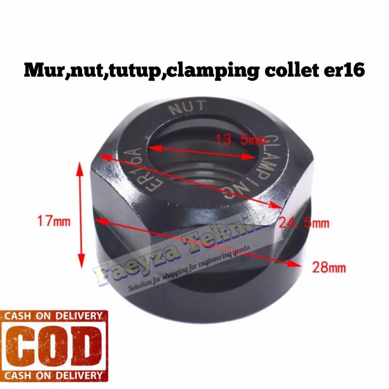 0156 mur collet nut collet ER16 tutup collet clamping collet bukan arbor