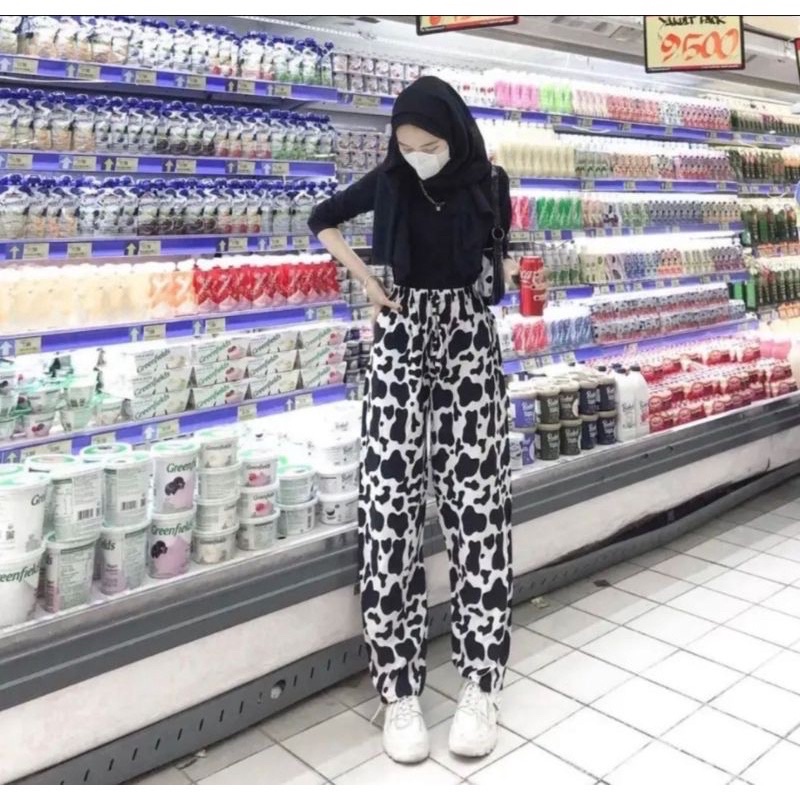 Celana Wanita / Celana Kulot Motif Sapi Full karet