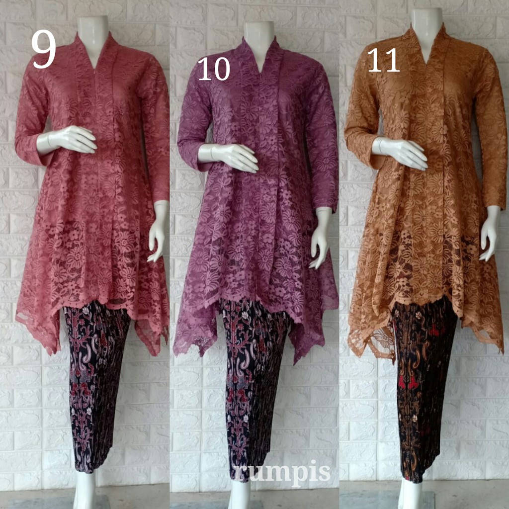 set kebaya floy tunic brokat non gliter